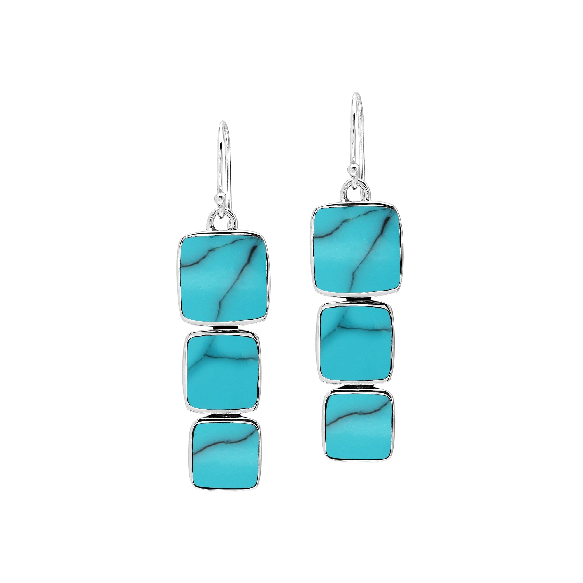 AE-6349-TQ Sterling Silver Earring With Turquoise Shell Jewelry Bali Designs Inc 
