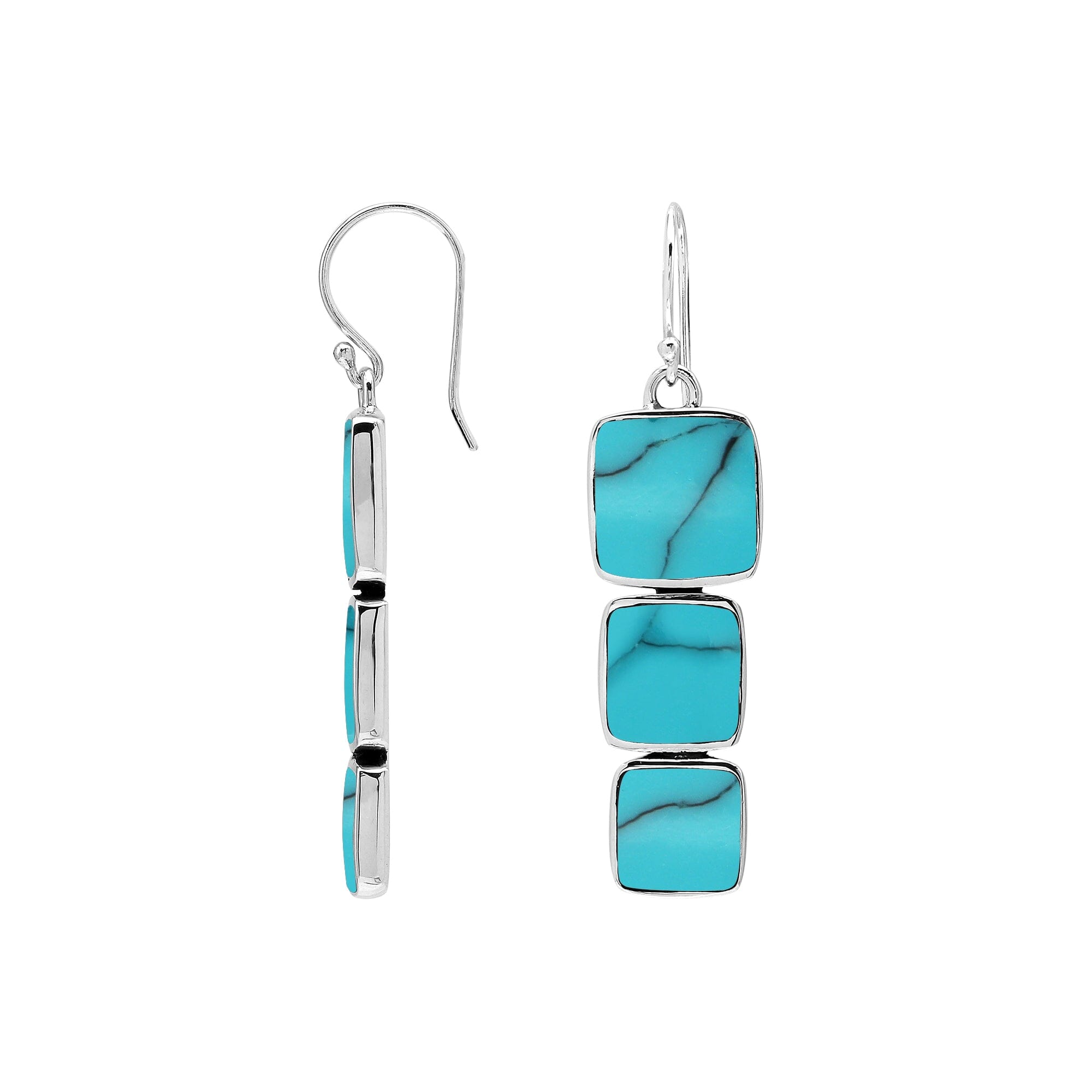 AE-6349-TQ Sterling Silver Earring With Turquoise Shell Jewelry Bali Designs Inc 