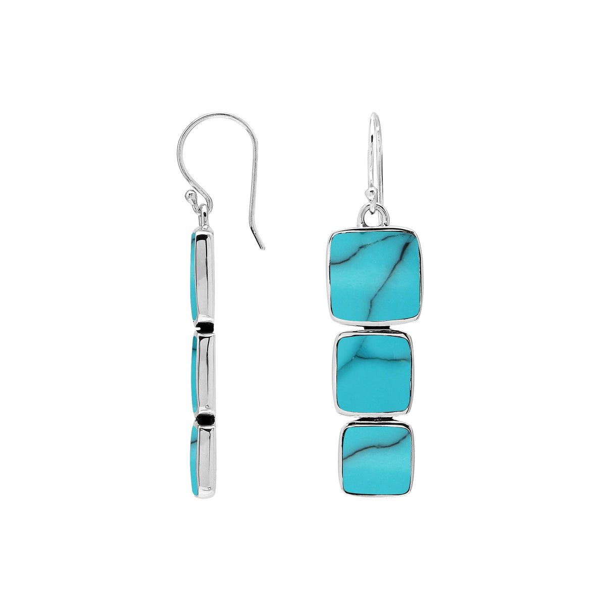AE-6349-TQ Sterling Silver Earring With Turquoise Shell Jewelry Bali Designs Inc 