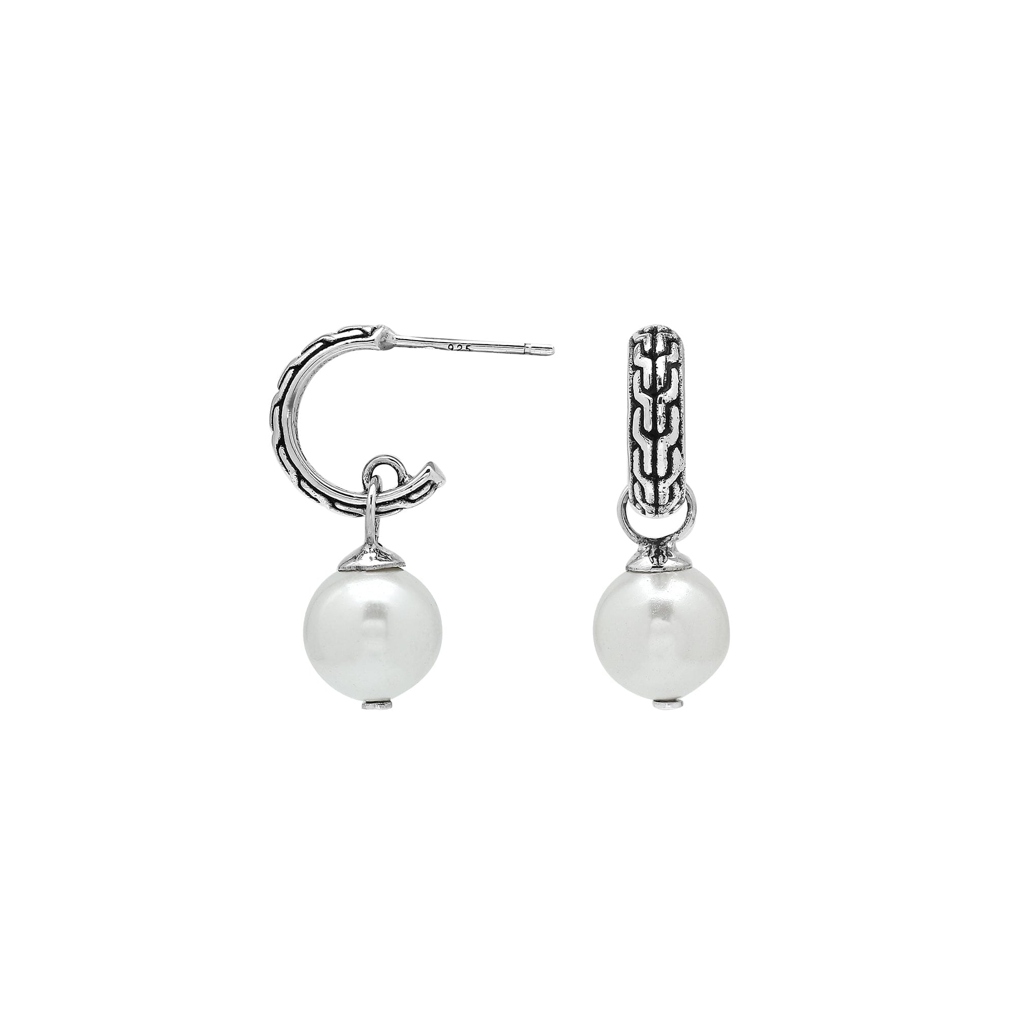 AE-6350-PE Sterling Silver Earring With Mabe Pearl Jewelry Bali Designs Inc 