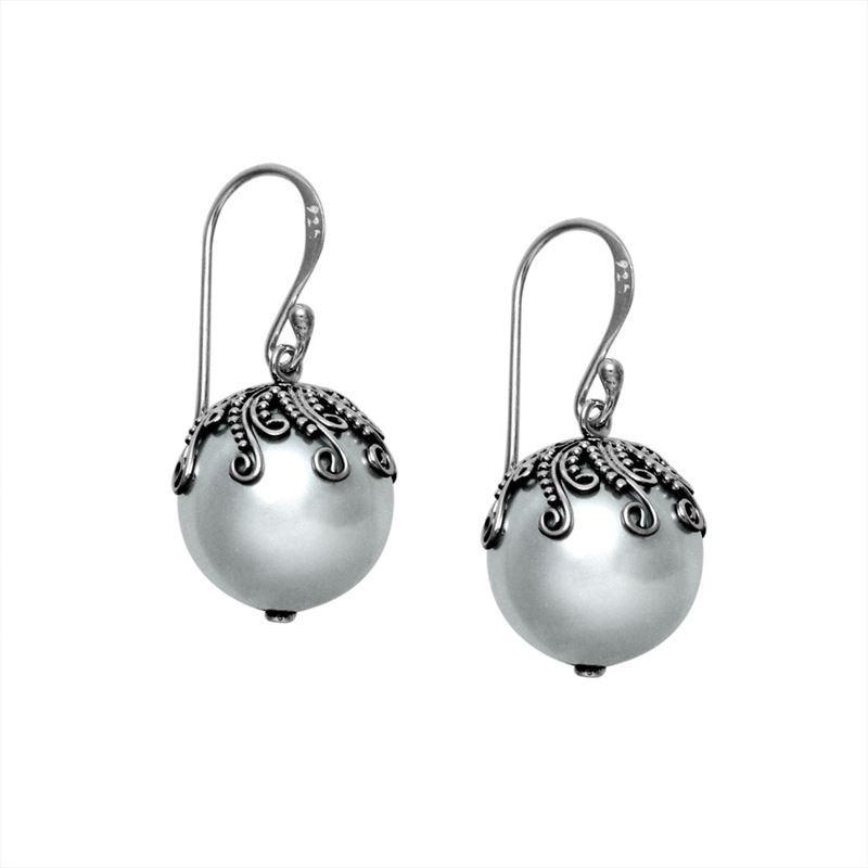 AE-7002-PE Sterling Silver Earring With Pearl Jewelry Bali Designs Inc 