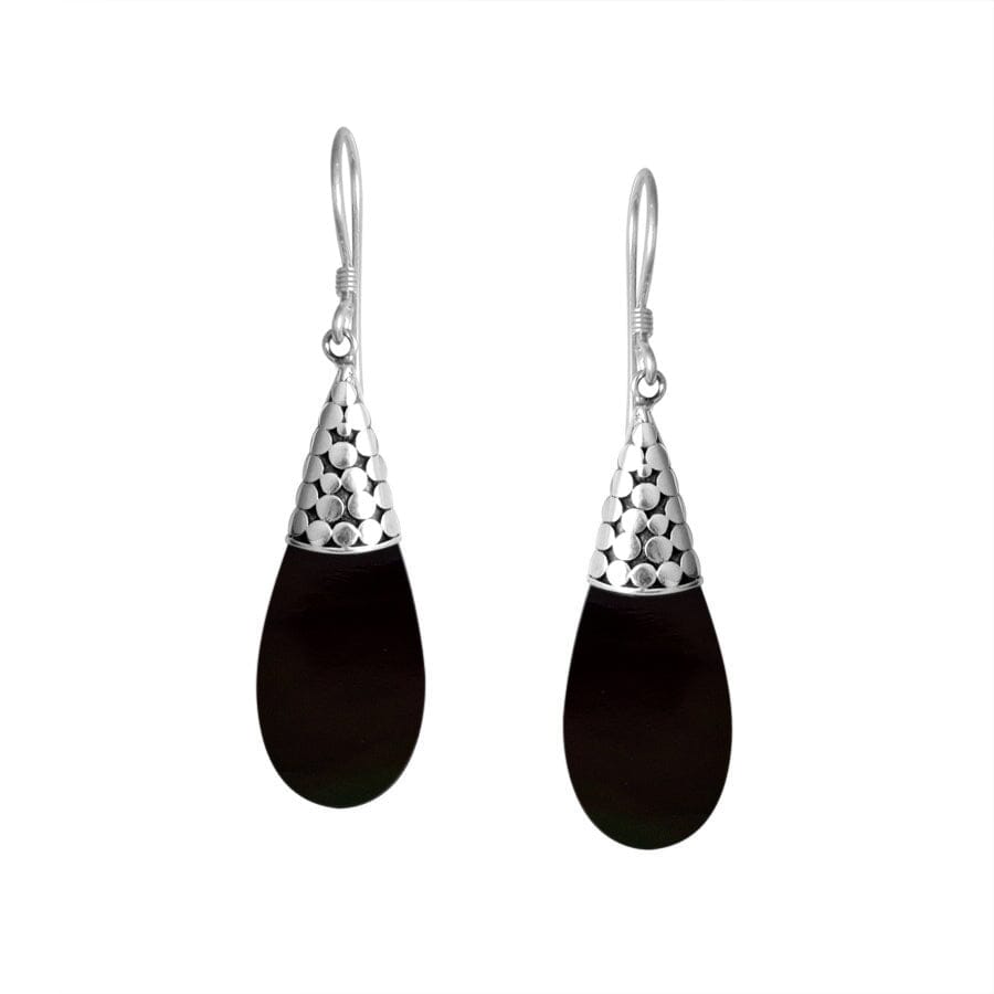 AE-7008-SHB Sterling Silver Earring With Black Shell Jewelry Bali Designs Inc 