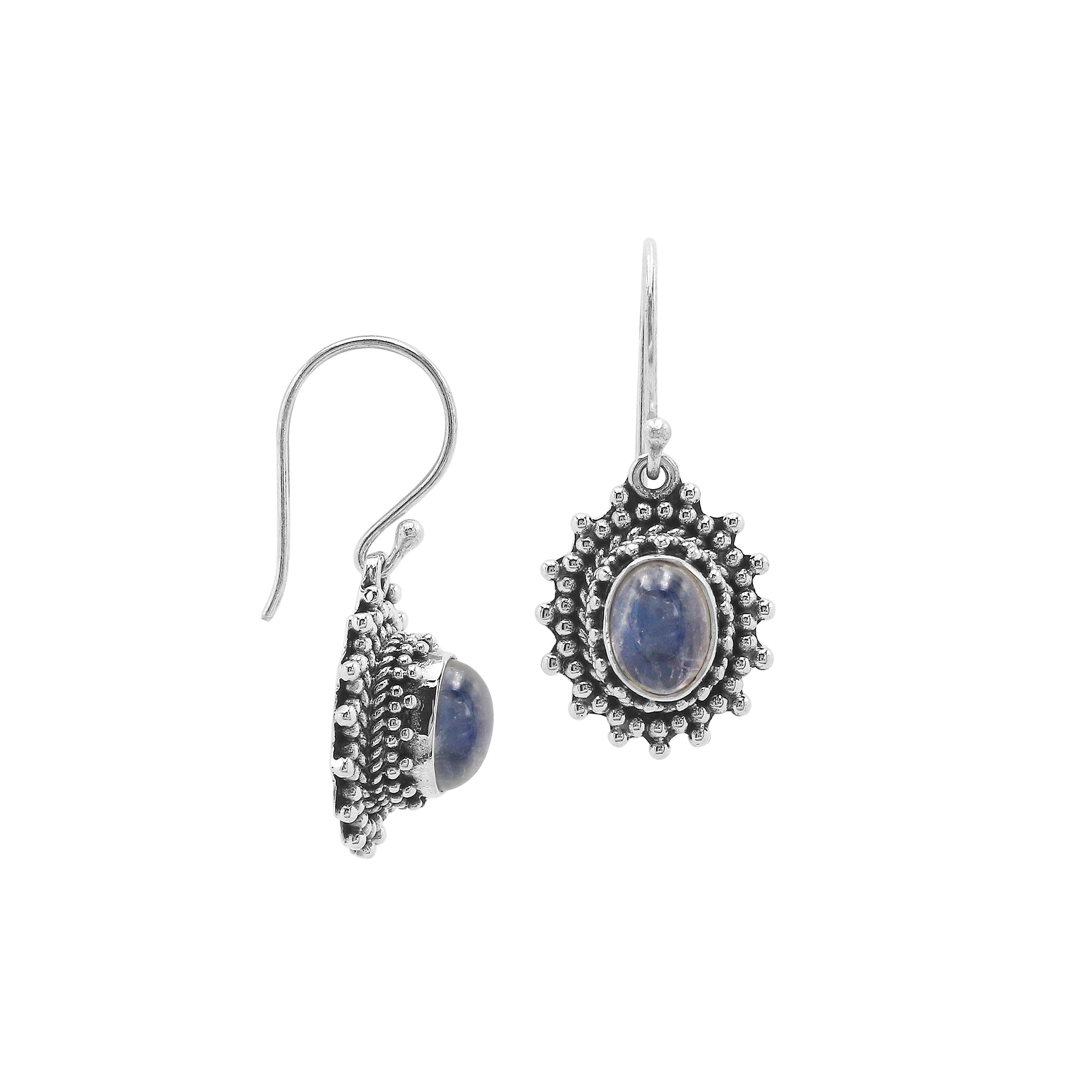 AE-7019-RM Sterling Silver Earring With Rainbow Moonstone Jewelry Bali Designs Inc 