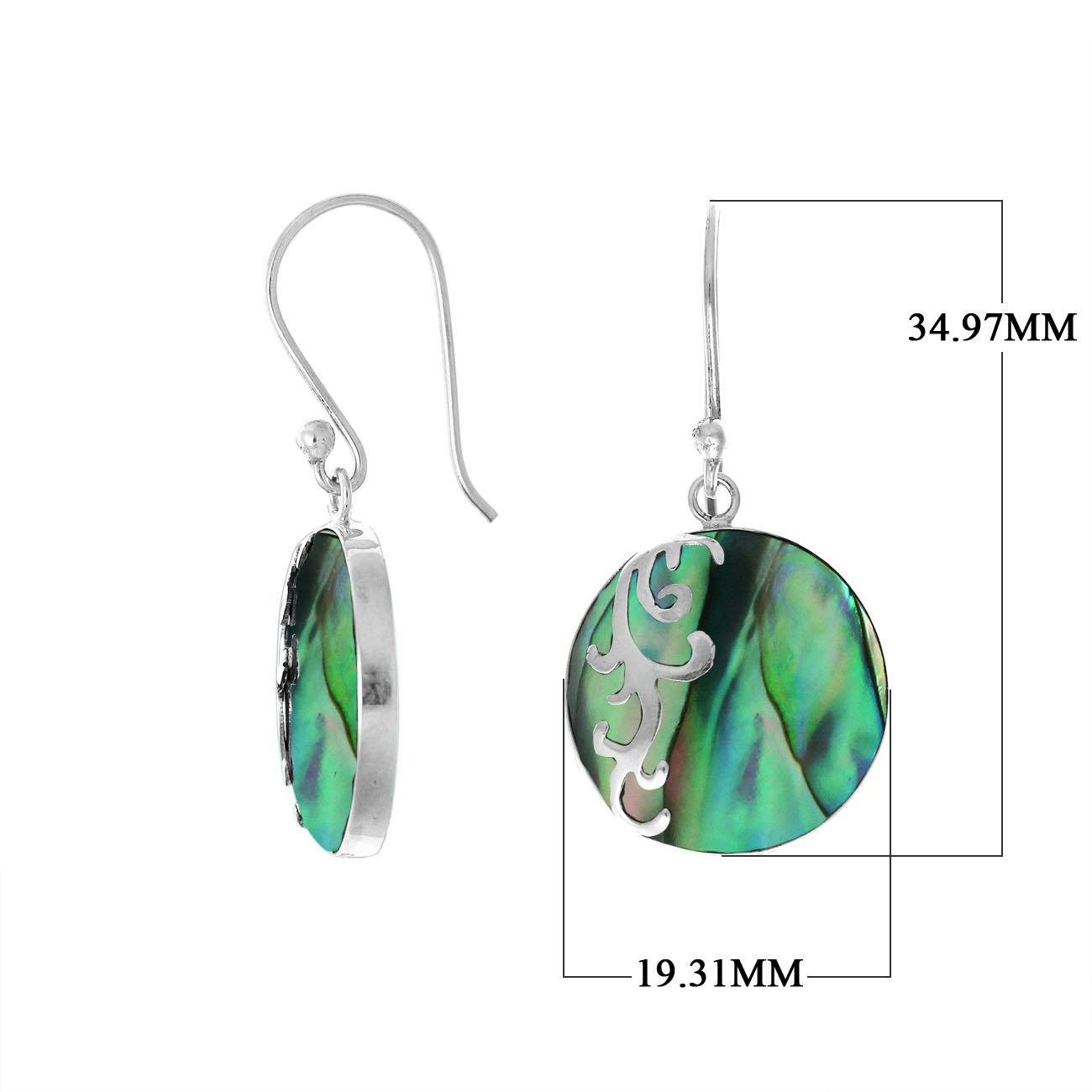 AE-7035-AB Sterling Silver Designer Earring With Round Abalone Shell Jewelry Bali Designs Inc 