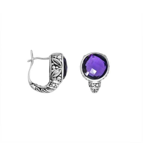 AE-8003-AM Sterling Silver Earring With Amethyst Q. Jewelry Bali Designs Inc 