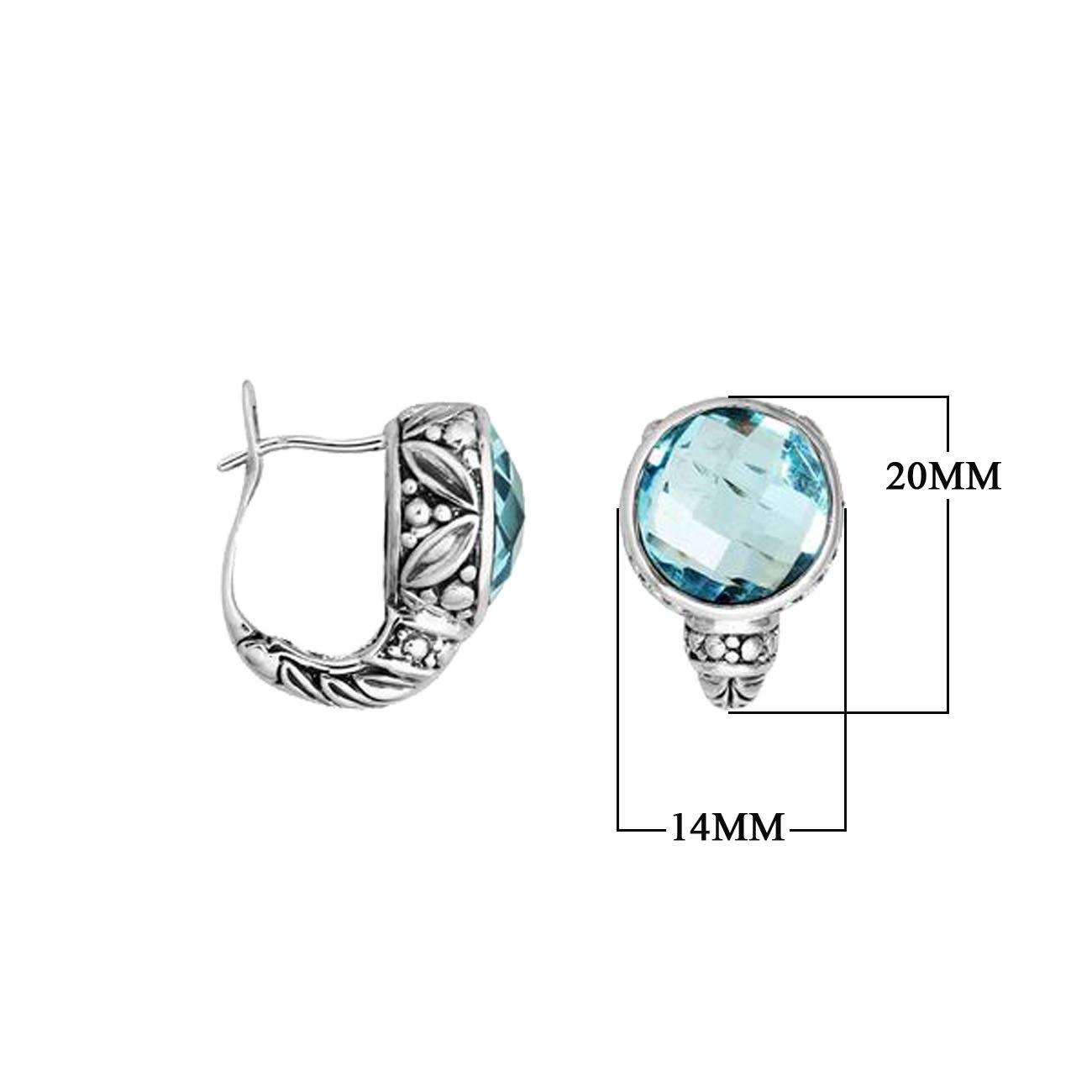 AE-8003-BT Sterling Silver Earring With Blue Topaz Q. Jewelry Bali Designs Inc 