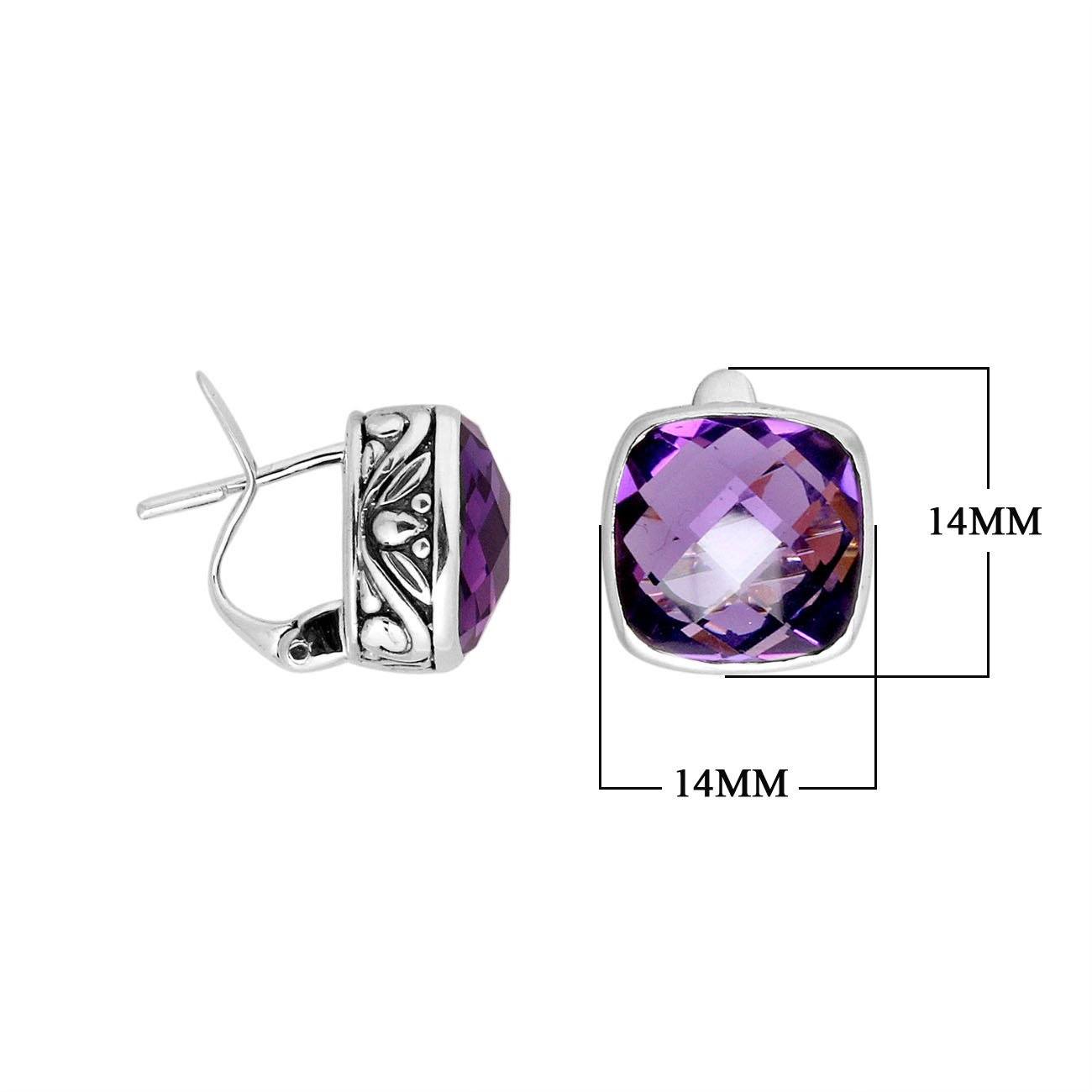 AE-8004-AM Sterling Silver Earring With Amethyst Q. Jewelry Bali Designs Inc 
