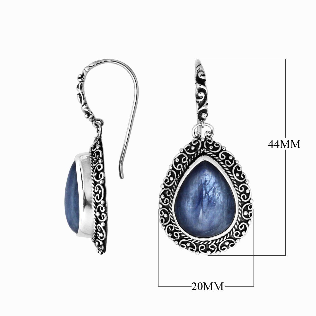 AE-8007-KY Sterling Silver Pears Shape Earring With Kyanite Jewelry Bali Designs Inc 
