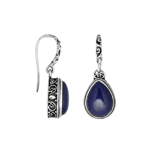 AE-8008-LP Sterling Silver Pear Shape Earring With Lapis Jewelry Bali Designs Inc 