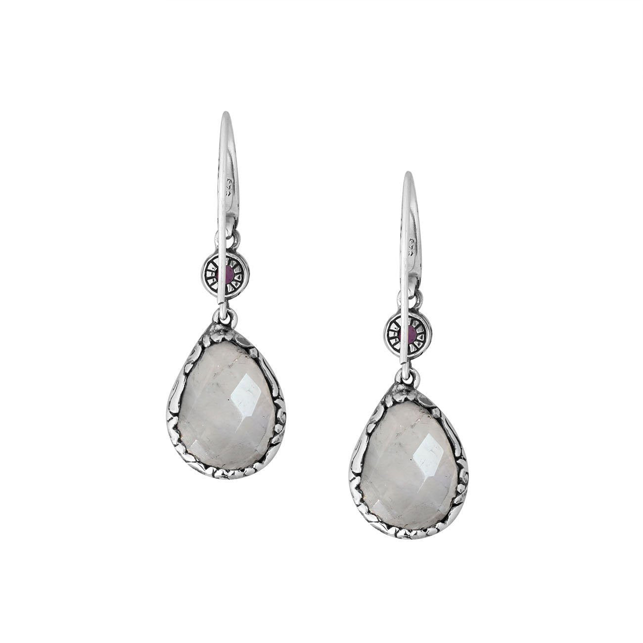 AE-8011-CO2 Sterling Silver Earring With Rainbow Moonstone, Amethyst Jewelry Bali Designs Inc 