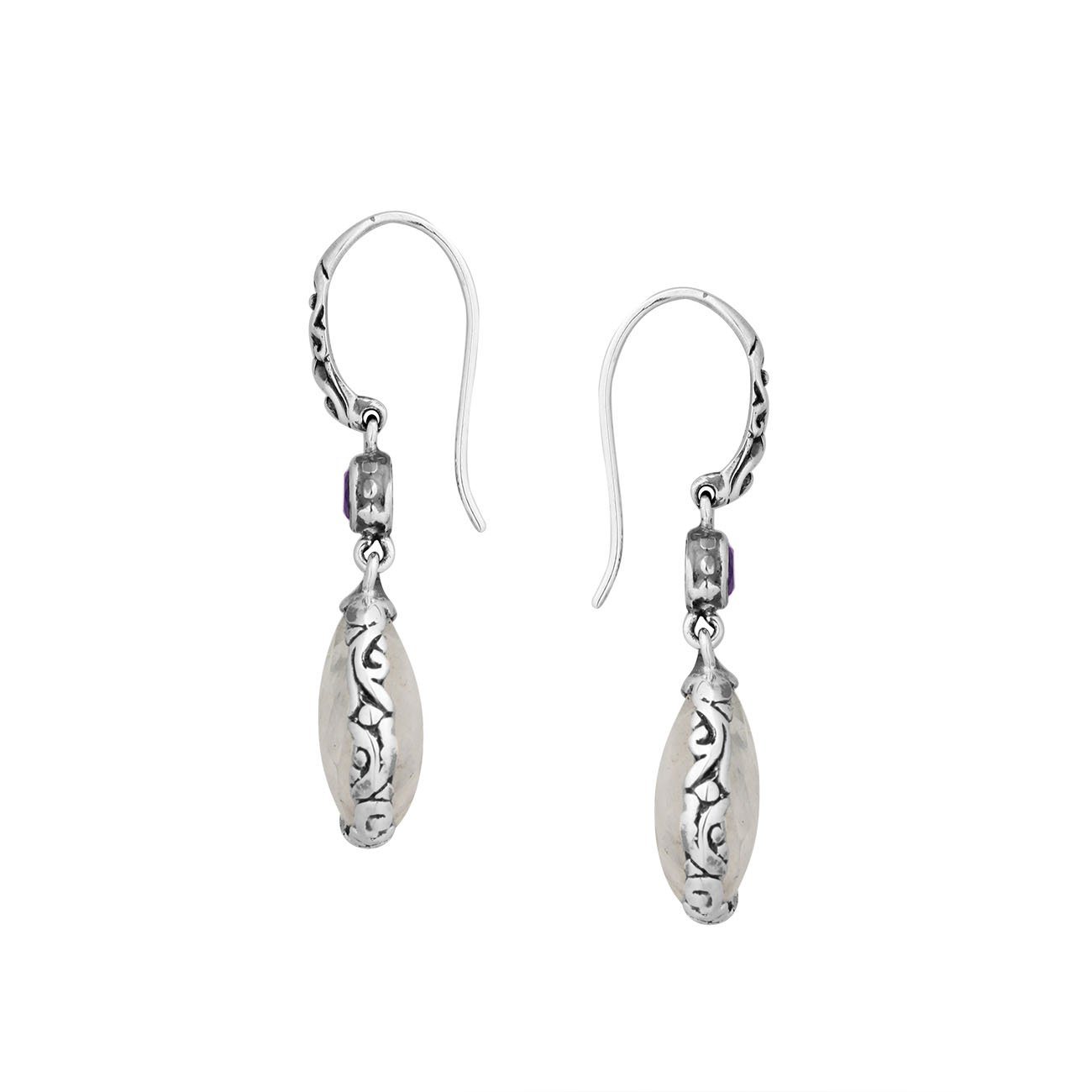 AE-8011-CO2 Sterling Silver Earring With Rainbow Moonstone, Amethyst Jewelry Bali Designs Inc 