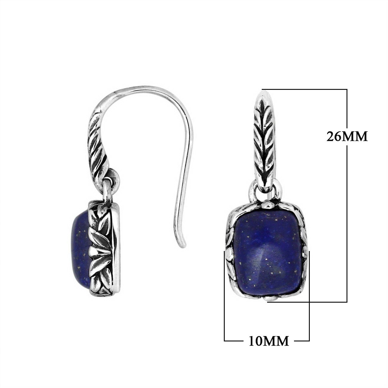 AE-8018-LP Sterling Silver Square Shape Earring With Lapis Jewelry Bali Designs Inc 