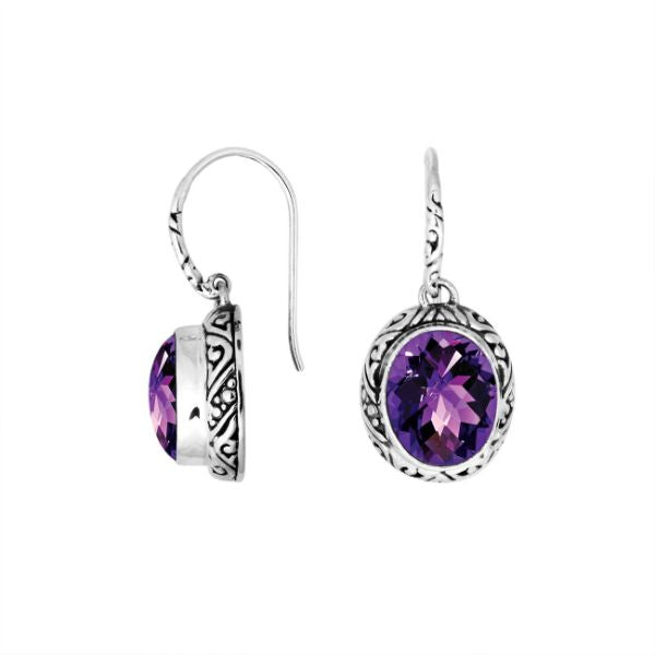 AE-8025-AM Sterling Silver Earring With Amethyst Q. Jewelry Bali Designs Inc 