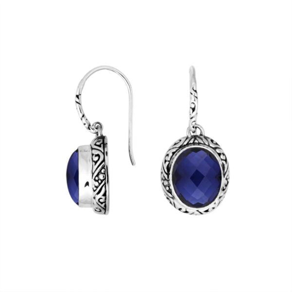 AE-8025-SP Sterling Silver Earring With Sapphire Jewelry Bali Designs Inc 