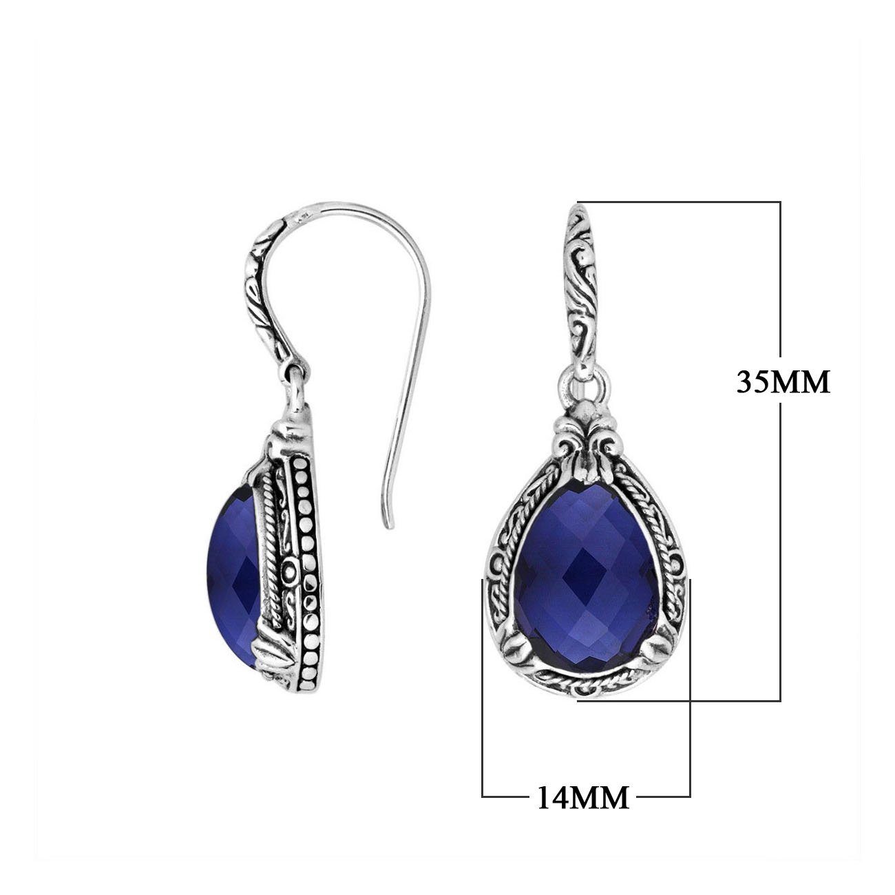 AE-8026-SP Sterling Silver Pears Shape Earring With Sapphire Jewelry Bali Designs Inc 