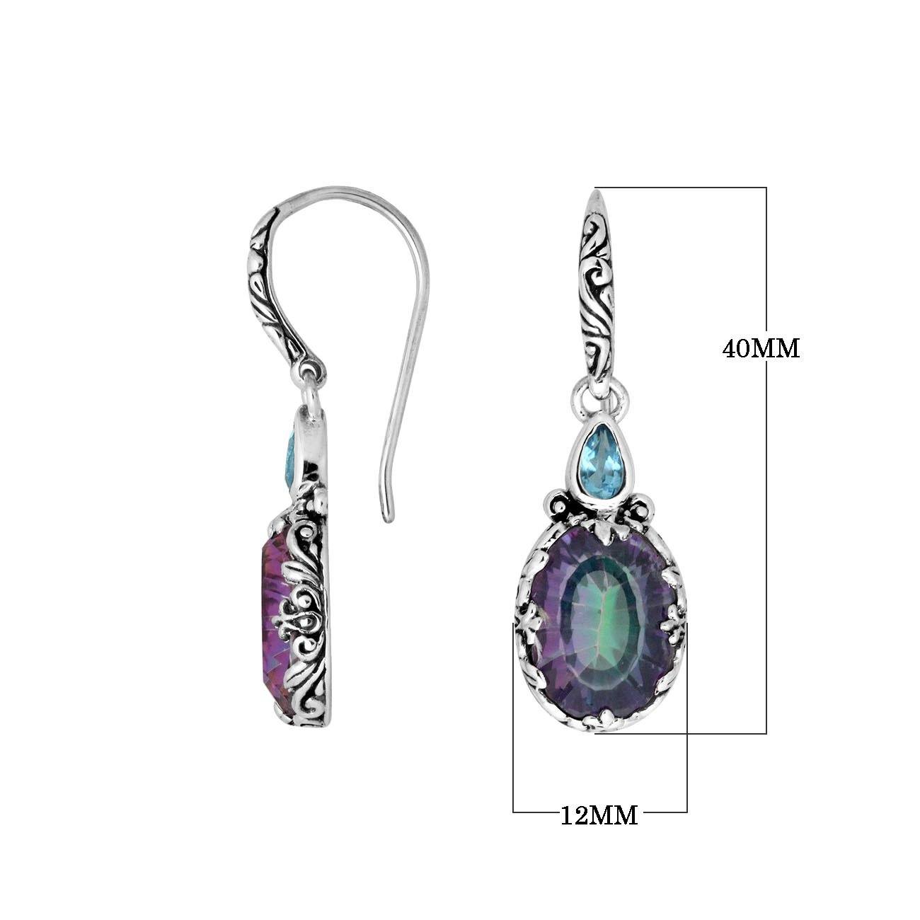 AE-8027-MT Sterling Silver Earring With Mystic Quartz & Blue Topaz Q. Jewelry Bali Designs Inc 