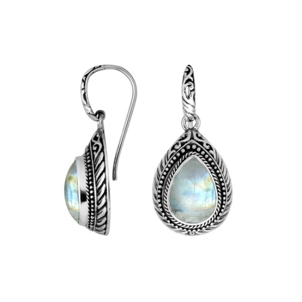 AE-8028-RM Sterling Silver Earring With Rainbow Moonstone Jewelry Bali Designs Inc 