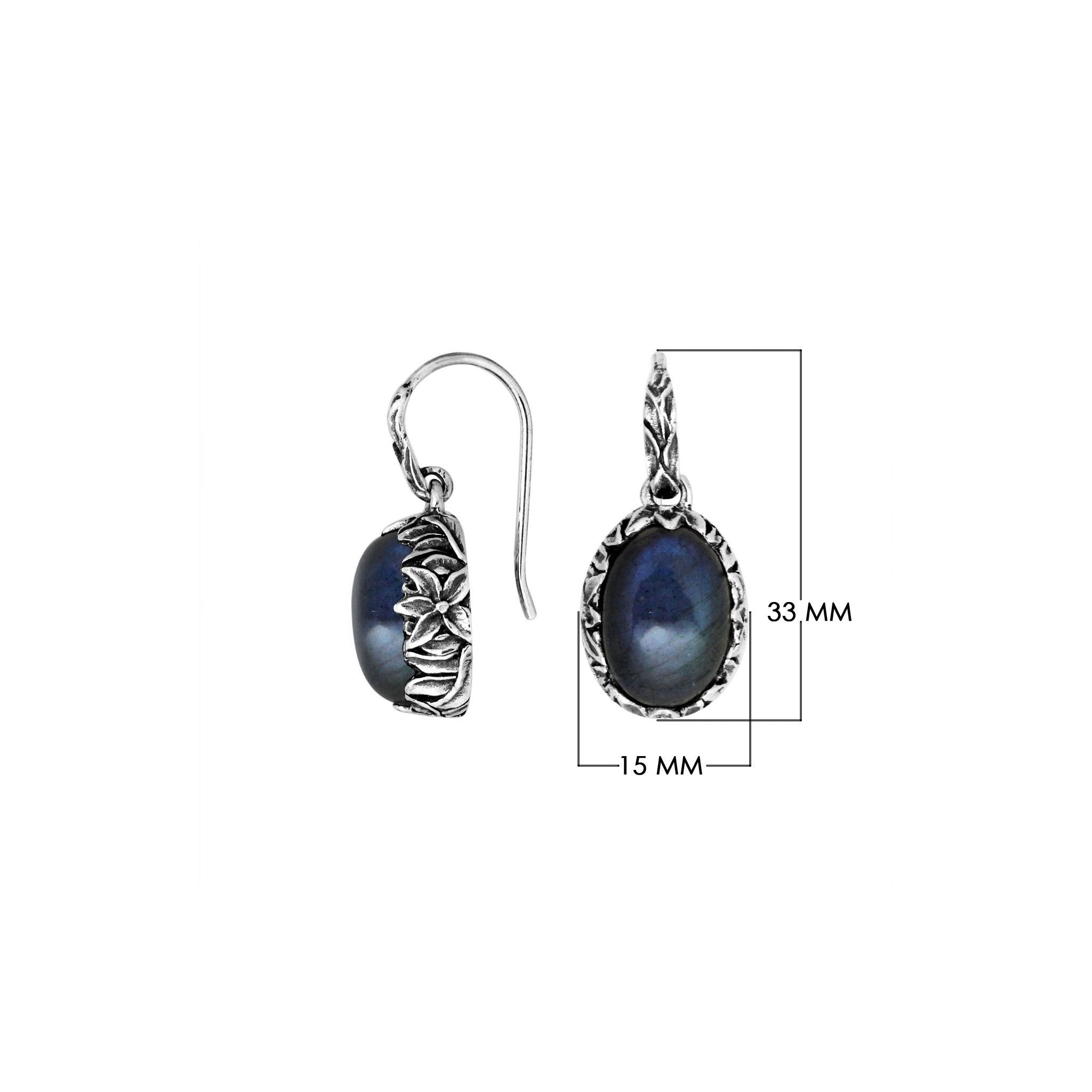 AE-8030-LB Sterling Silver Oval Shape Earring with Labradorite Jewelry Bali Designs Inc 