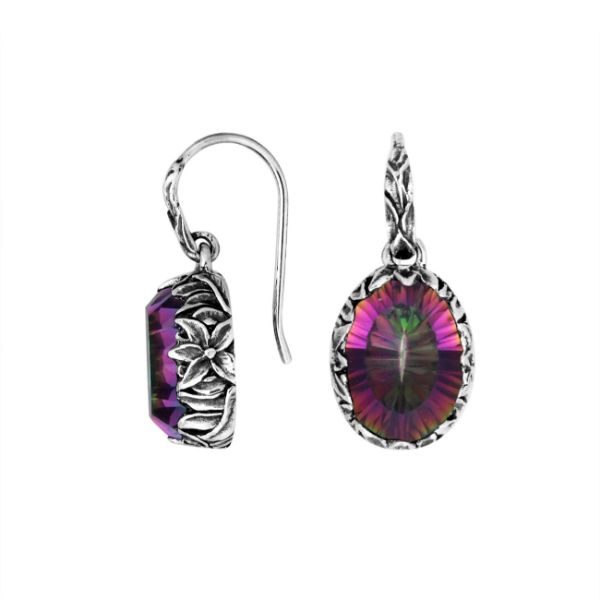 AE-8030-MT Sterling Silver Oval Shape Earring With Mystic Quartz Jewelry Bali Designs Inc 
