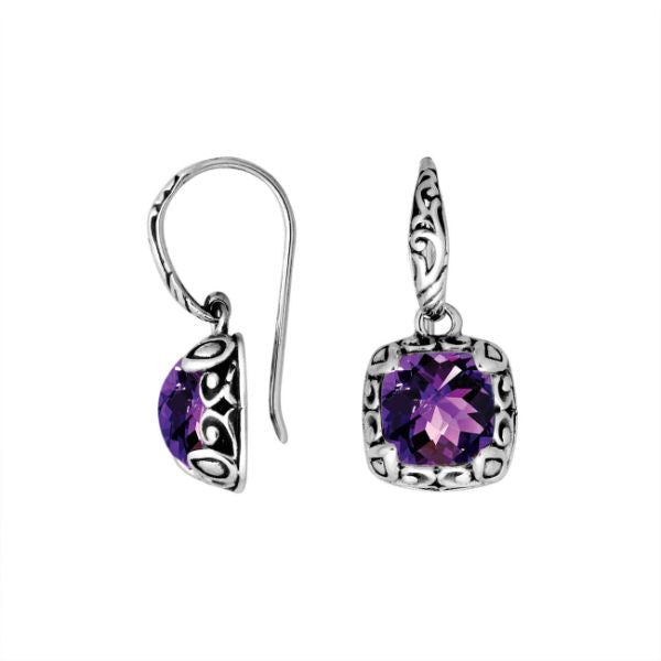 AE-8031-AM Sterling Silver Earring With Amethyst Q. Jewelry Bali Designs Inc 
