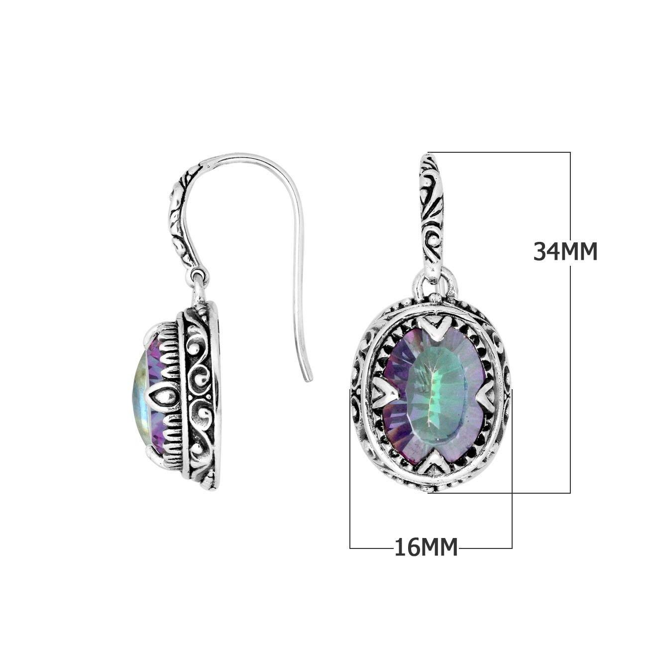 AE-8033-MT Sterling Silver Oval Shape Earring With Mystic Quartz Jewelry Bali Designs Inc 