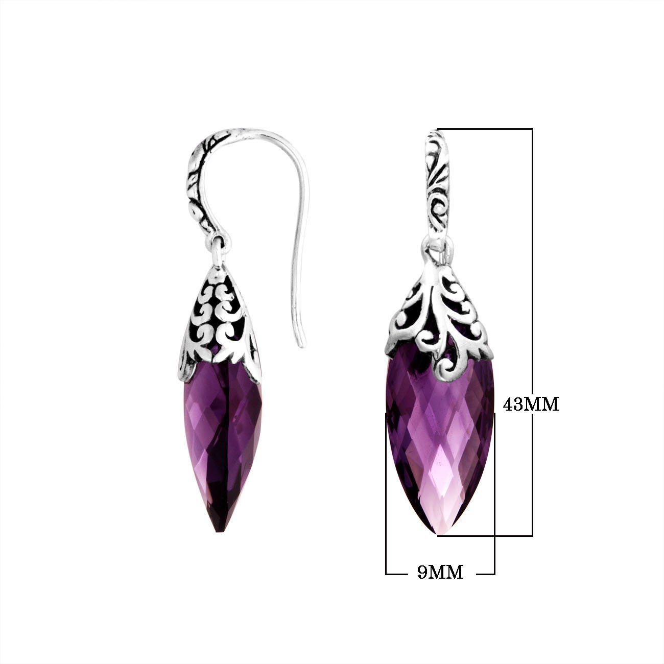 AE-8035-AM Sterling Silver Earring With Amethyst Q. Jewelry Bali Designs Inc 