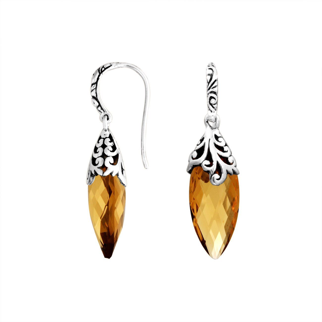 AE-8035-CT Sterling Silver Earring With Citrine Q. Jewelry Bali Designs Inc 