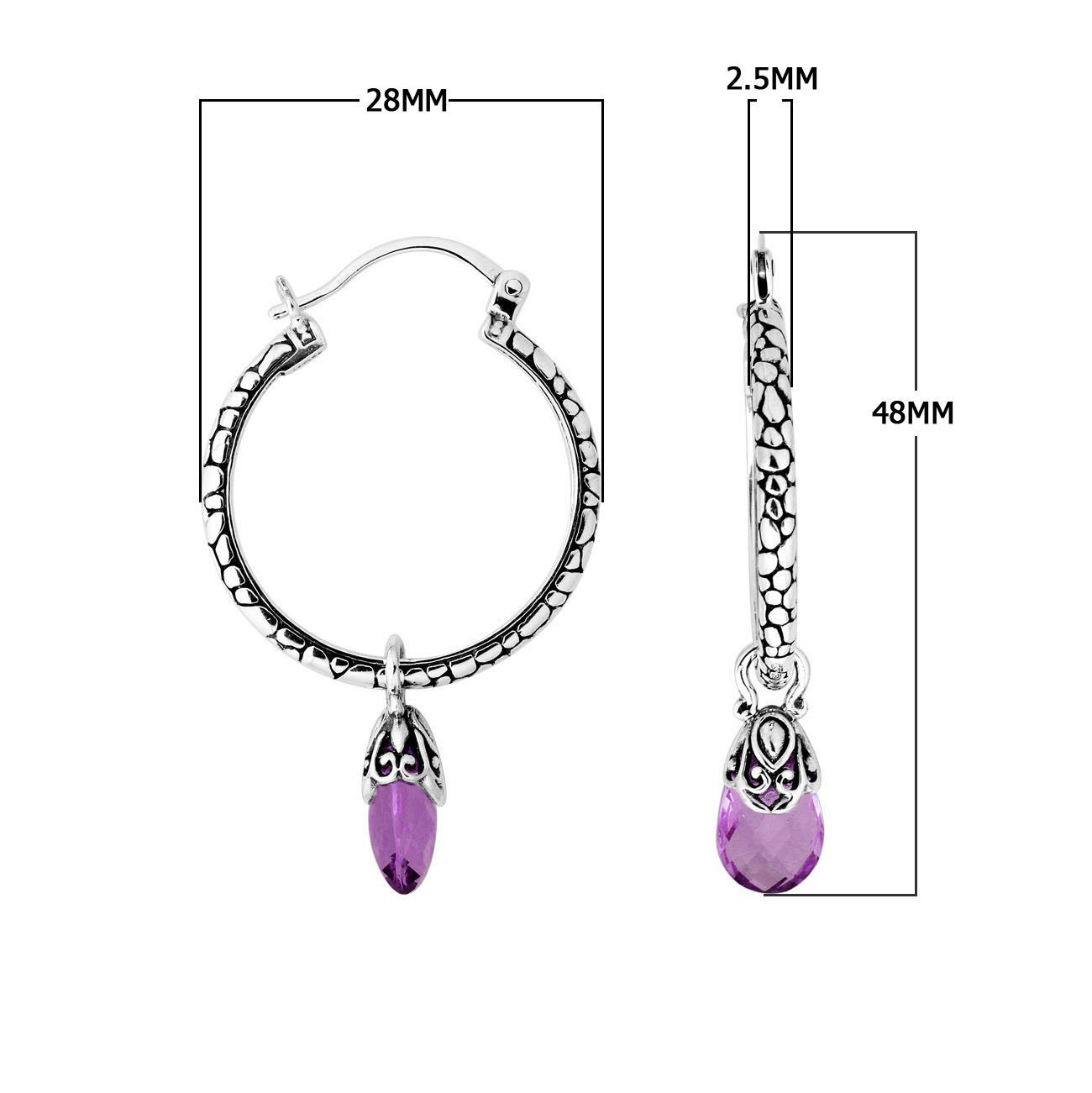 AE-9003-AM Sterling Silver Earring With Amethyst Q. Jewelry Bali Designs Inc 
