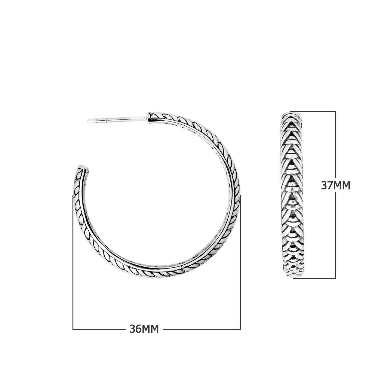 AE-9006-S Sterling Silver Hoop Earring With Plain Silver Jewelry Bali Designs Inc 