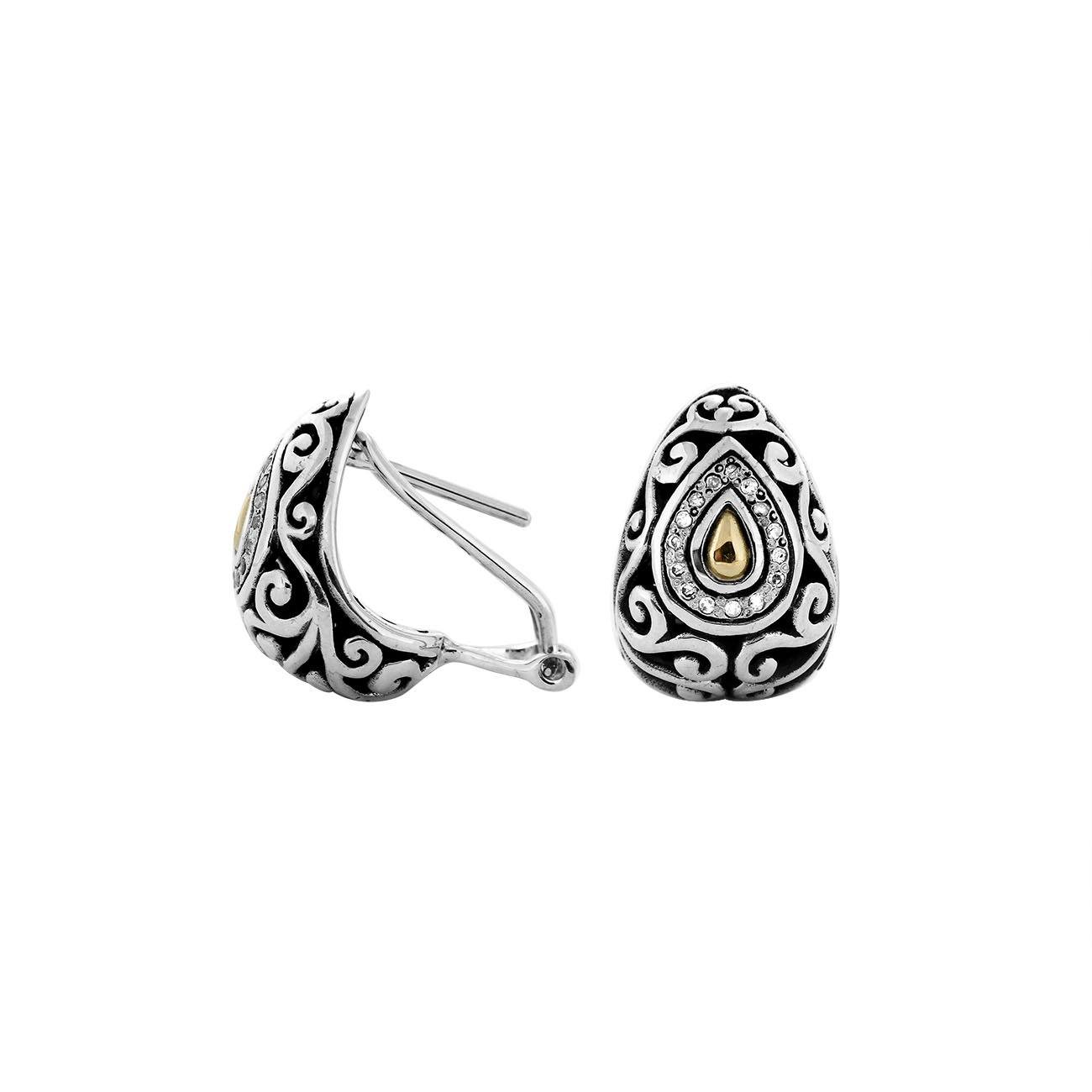 AEG-8039-DY Sterling Silver Earring With 18K Gold And Diamond Jewelry Bali Designs Inc 