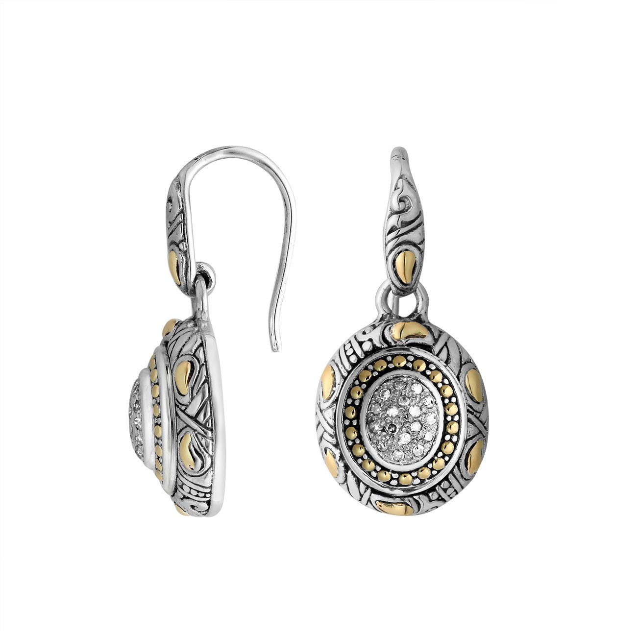 AEG-8049-DY Sterling Silver Earring With 18K Gold And Diamond Jewelry Bali Designs Inc 