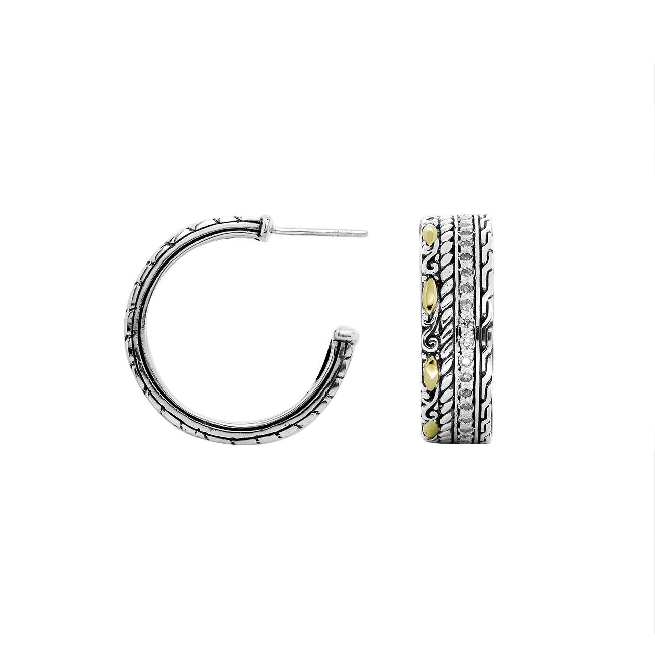 AEG-9075-DY Sterling Silver Earring With 18K Gold And Diamond Jewelry Bali Designs Inc 