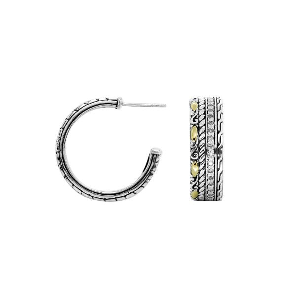 AEG-9075-DY Sterling Silver Earring With 18K Gold And Diamond Jewelry Bali Designs Inc 