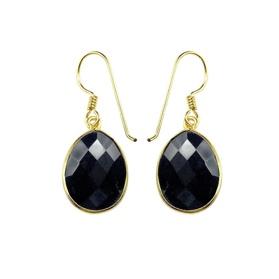 AEGF-2002-OX 18K Gold Overlay Earring With Black Onyx Jewelry Bali Designs Inc 