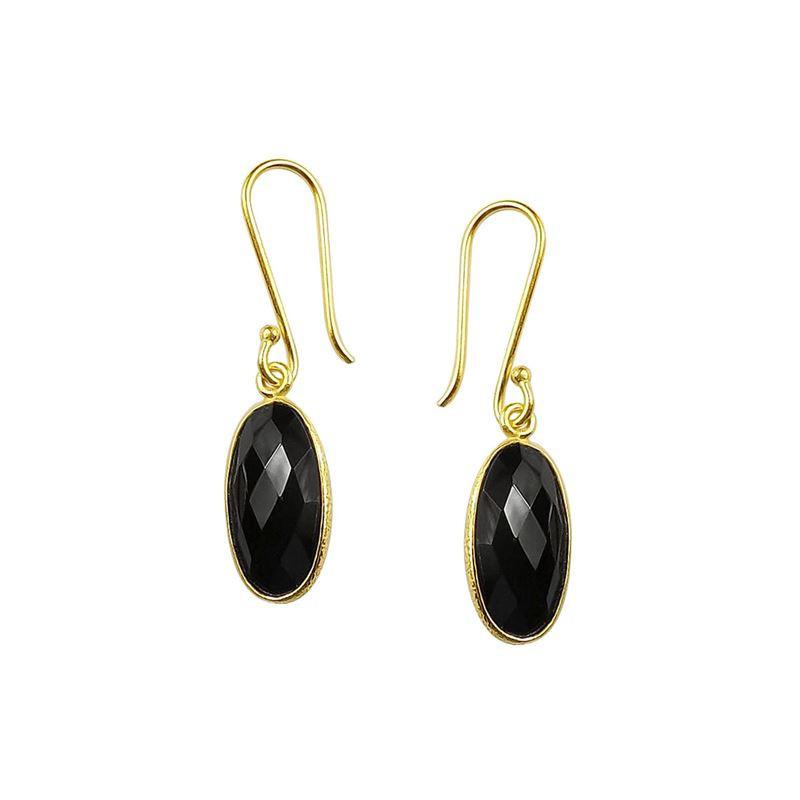 AEGF-2003-OX 18K Gold Overlay Earring With Black Onyx Jewelry Bali Designs Inc 