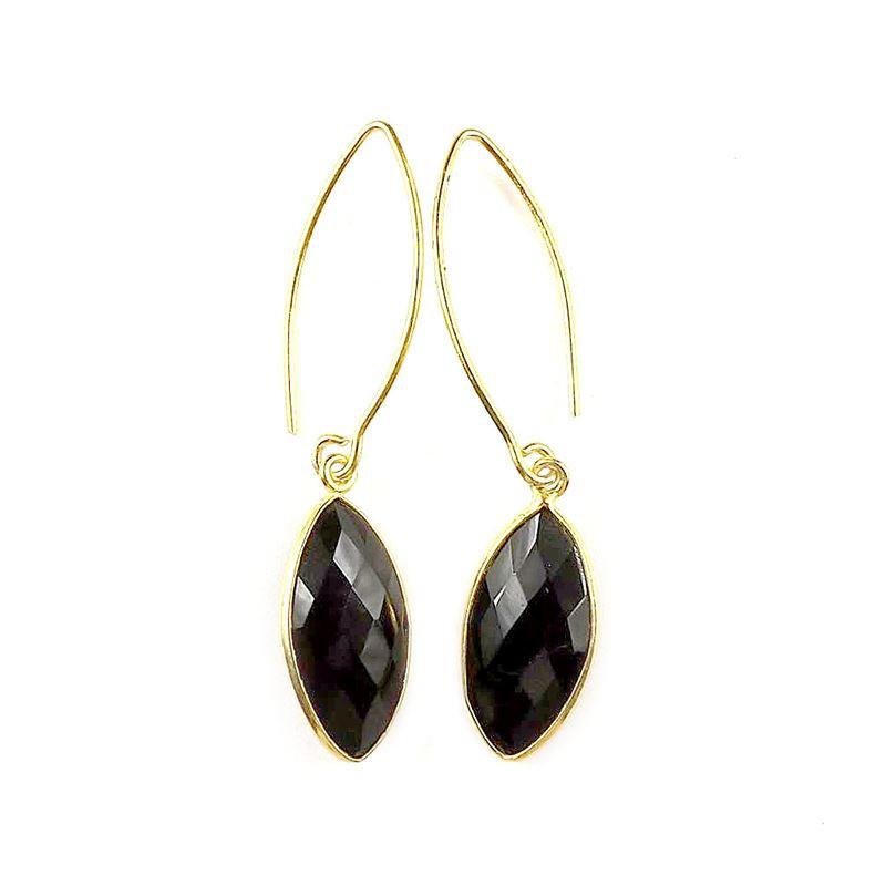 AEGF-2004-OX 18K Gold Overlay Earring With Black Onyx Jewelry Bali Designs Inc 