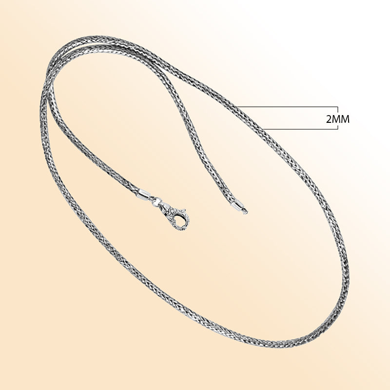 Handmade sterling silver 2mm Balinese chain necklace with fine weave and hook clasp