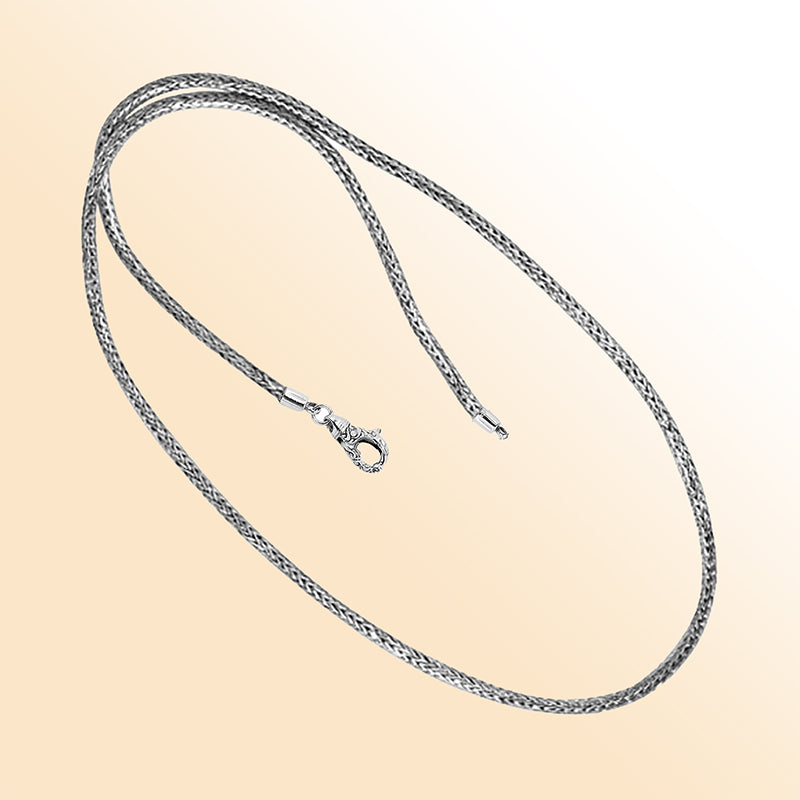 Handcrafted sterling silver 3Mm chain necklace with hook clasp, Bali jewelry