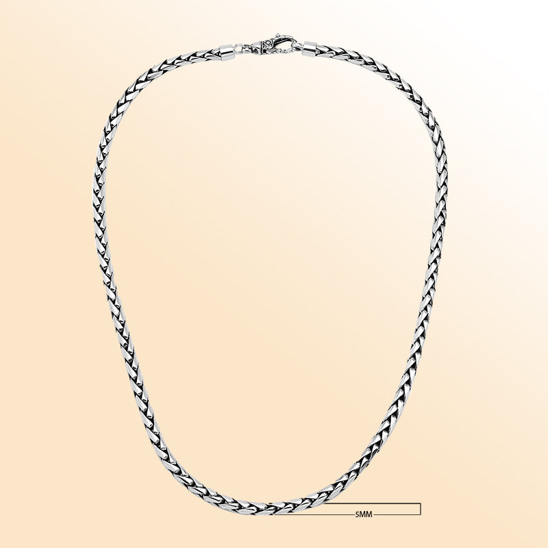 AN-1002-S-5MM-16" Bali Hand Crafted Sterling Silver Chain With Lobster Jewelry Bali Designs Inc 