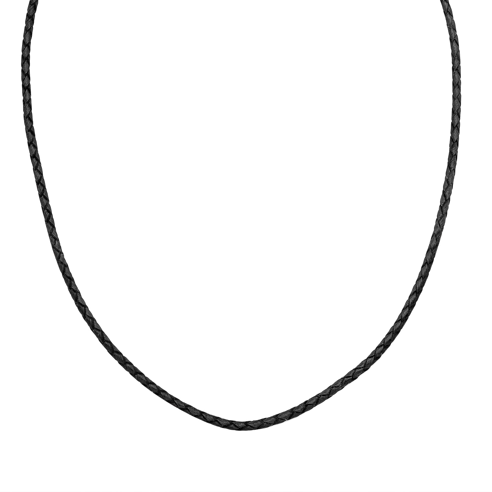 AN-1109-LT-BLK-16" Bali Hand Crafted Sterling Silver Neckles With Black Leather Jewelry Bali Designs Inc 