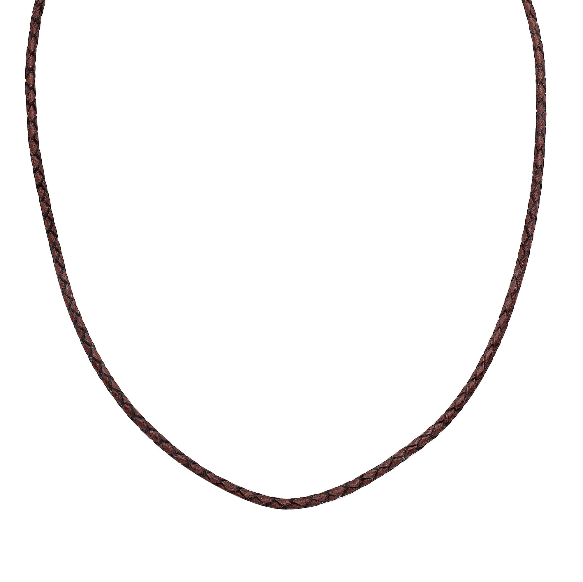 Handmade brown braided leather necklace cord with sterling silver clasp, unisex artisan jewelry from Bali