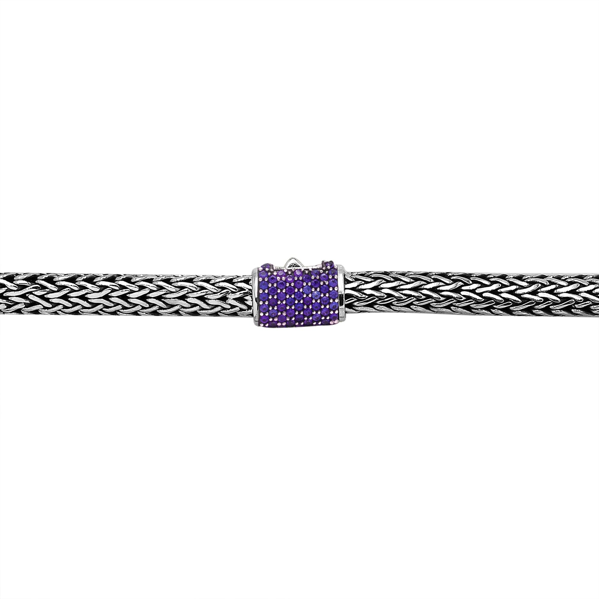 AN-1122-AM-16" Sterling Silver Necklace With Amethyst Q. Jewelry Bali Designs Inc 