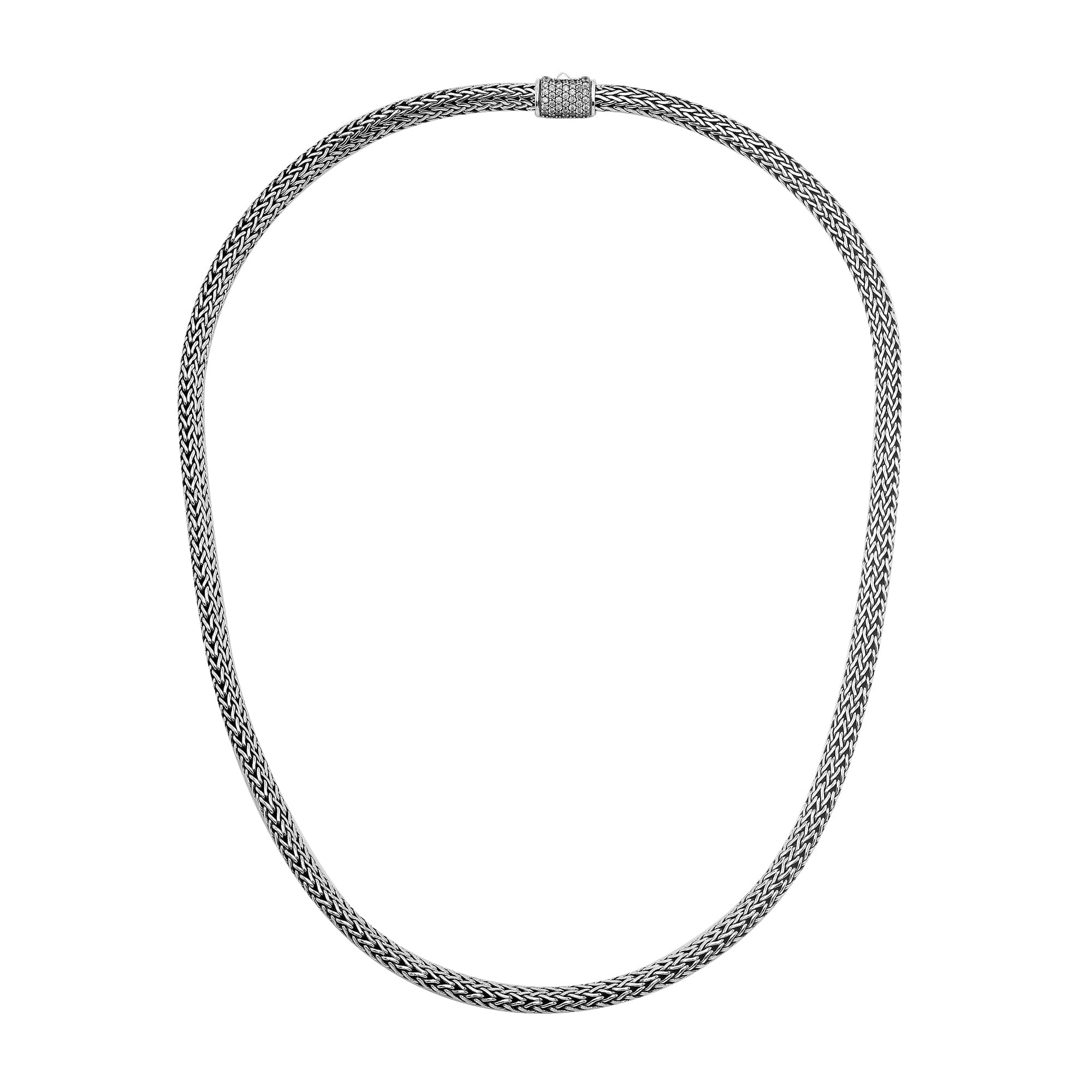 AN-1122-CZW-16" Sterling Silver Necklace With White Cubic Zirconia Jewelry Bali Designs Inc 