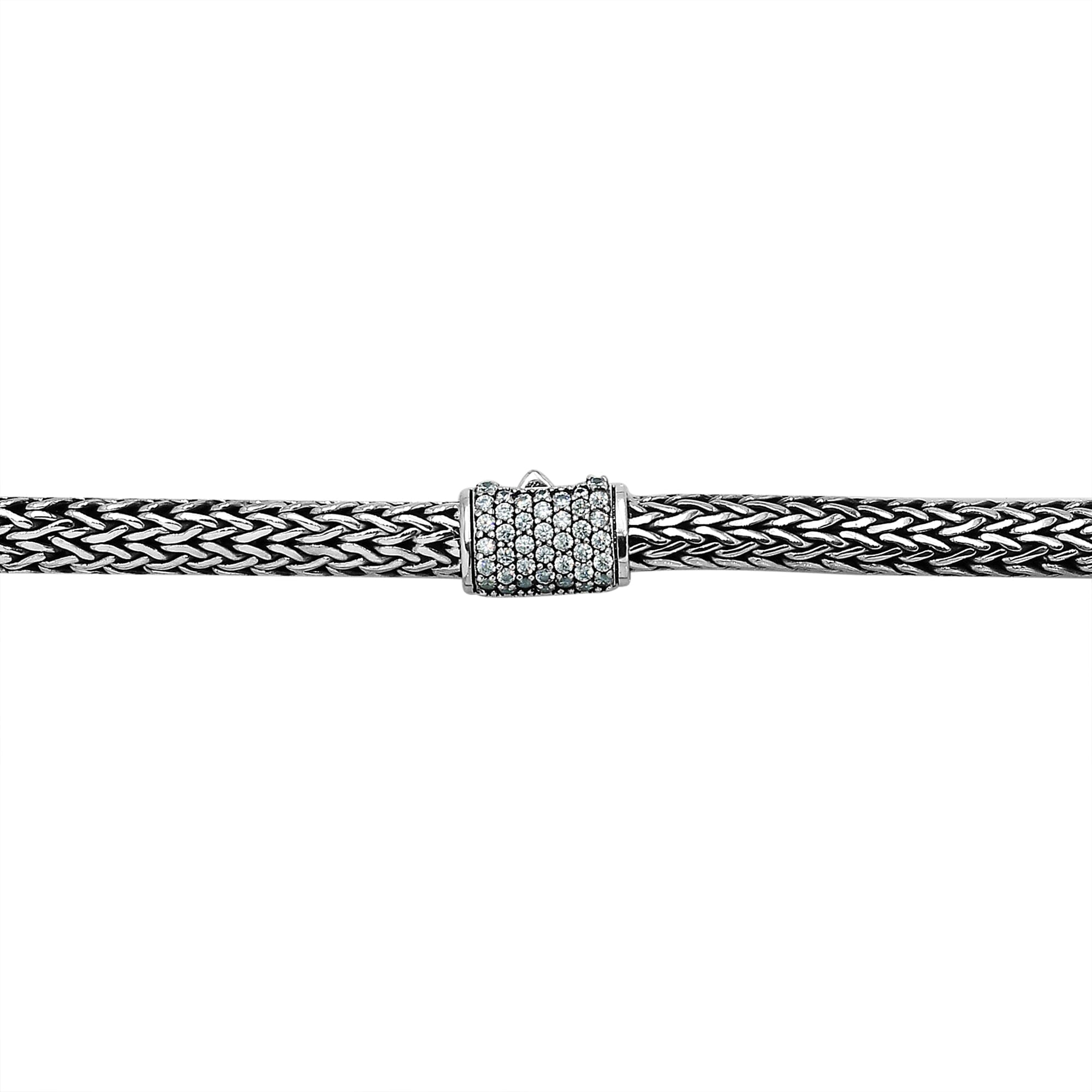 AN-1122-CZW-16" Sterling Silver Necklace With White Cubic Zirconia Jewelry Bali Designs Inc 
