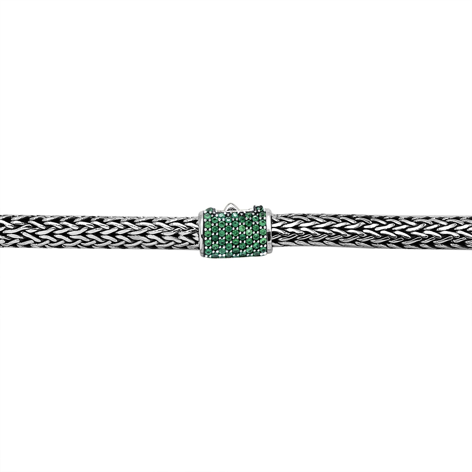 AN-1122-EM-16" Sterling Silver Necklace With Emerald Q. Jewelry Bali Designs Inc 
