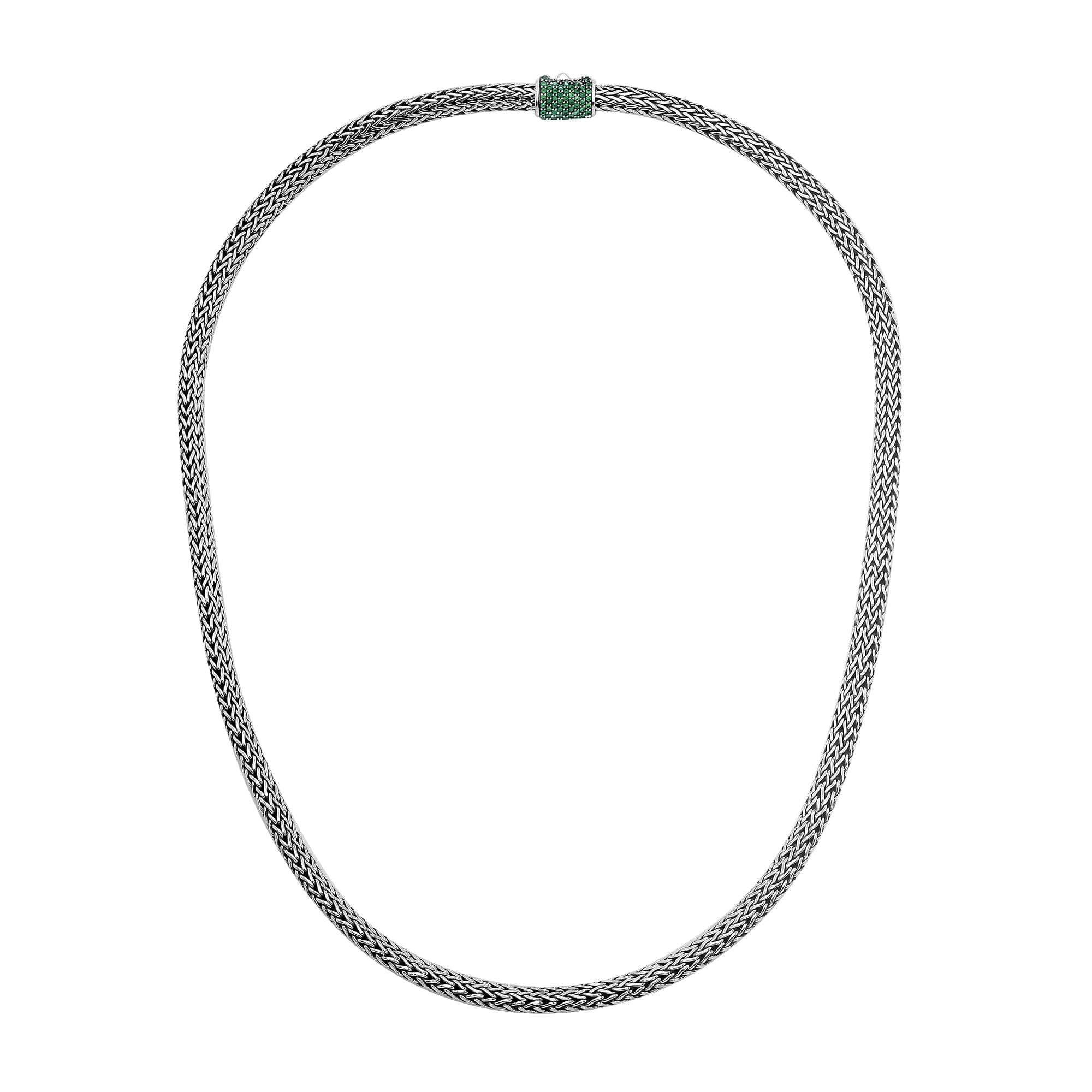 AN-1122-EM-16" Sterling Silver Necklace With Emerald Q. Jewelry Bali Designs Inc 