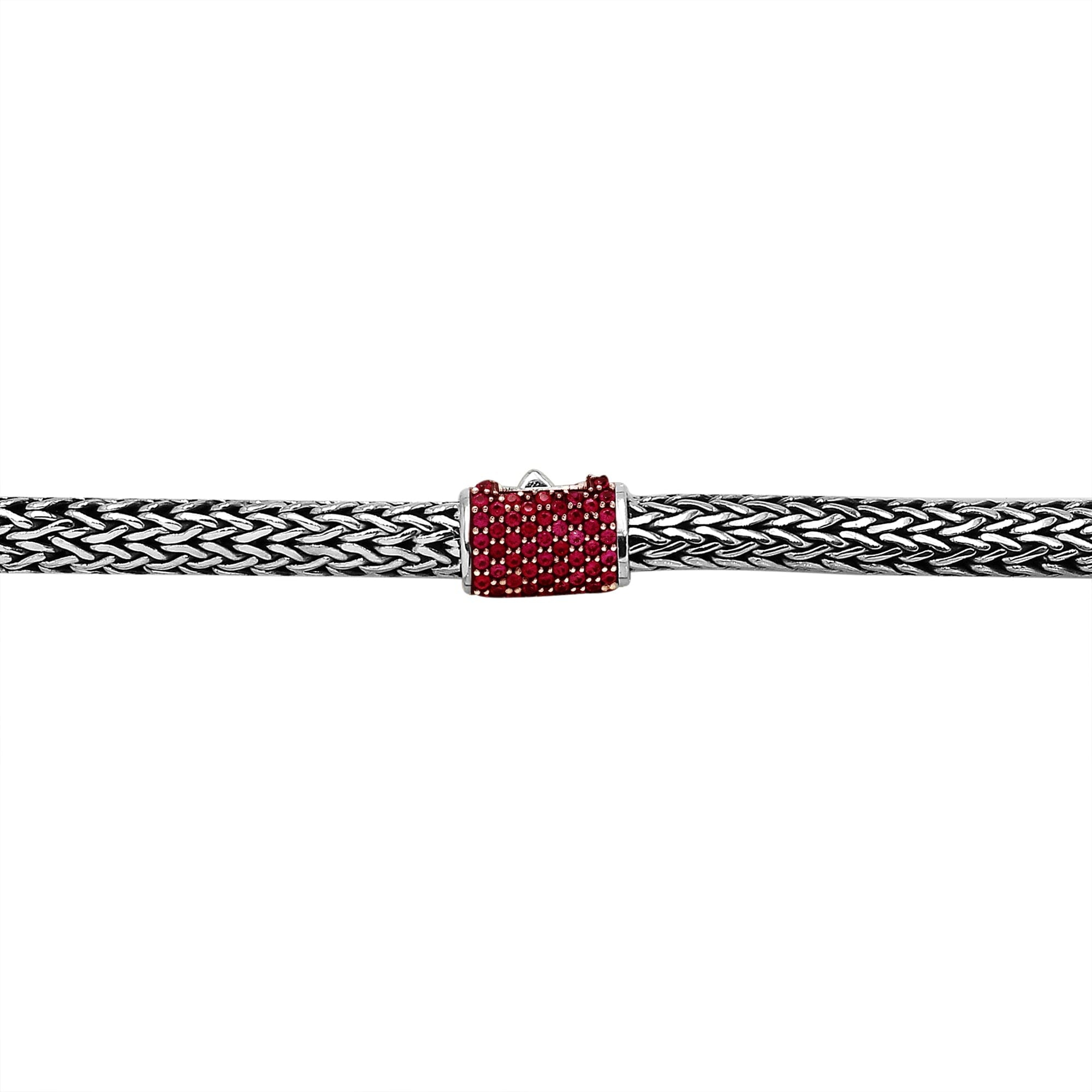 AN-1122-GA-16" Sterling Silver Necklace With Garnet Q. Jewelry Bali Designs Inc 