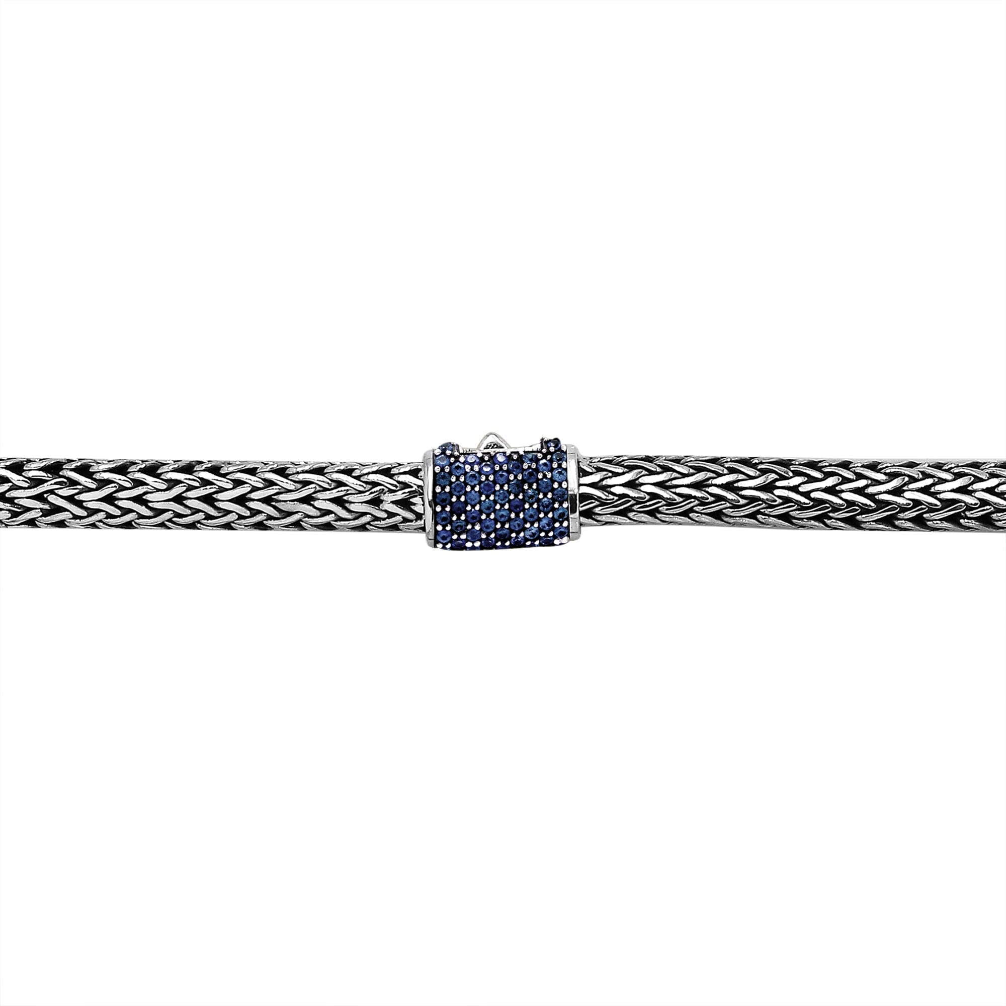AN-1122-SP-16" Sterling Silver Necklace With Sapphire Q. Jewelry Bali Designs Inc 