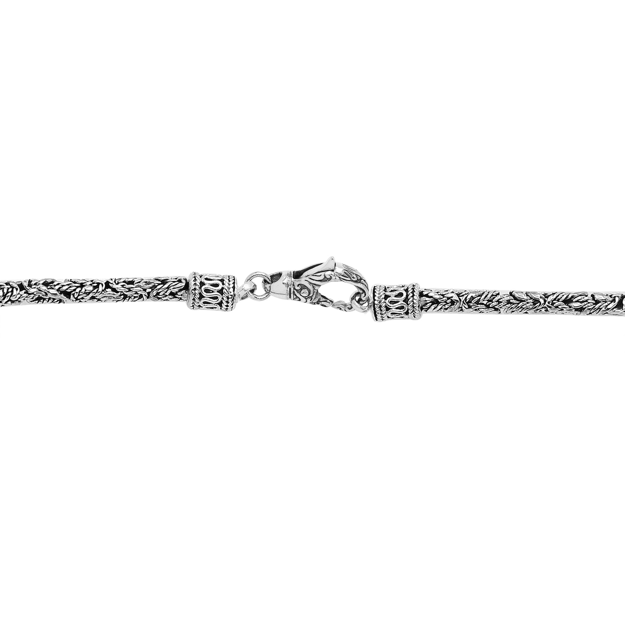 Handcrafted Bali 6MM sterling silver chain with detailed woven design and lobster clasp closure.