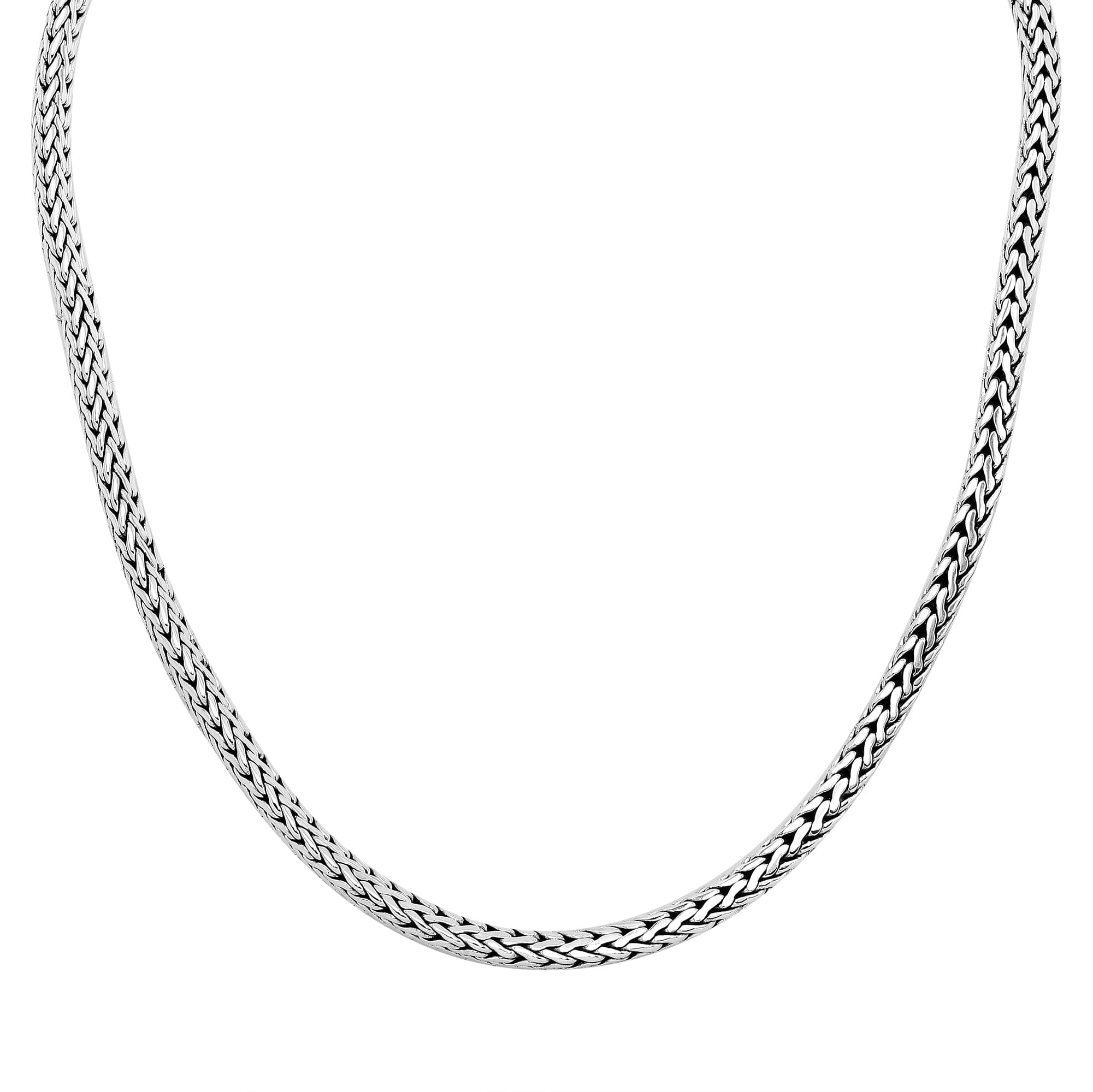 Handcrafted 4 MM Sterling Silver woven chain with lobster clasp from Bali.